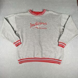 Vintage Indiana Hoosiers Sweatshirt Unisex Medium 90s Crewneck Grey/Red IU
